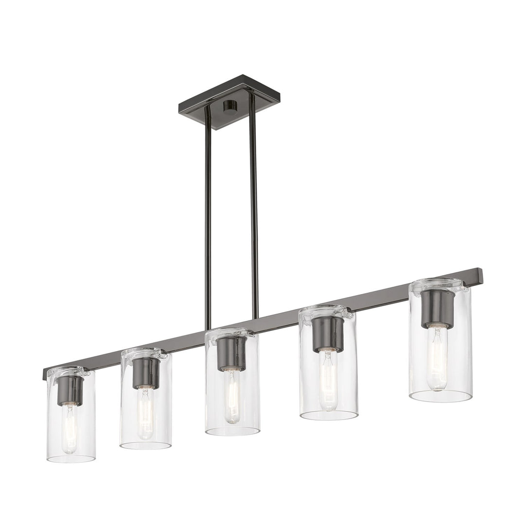 5 Light Black Chrome Linear Chandelier