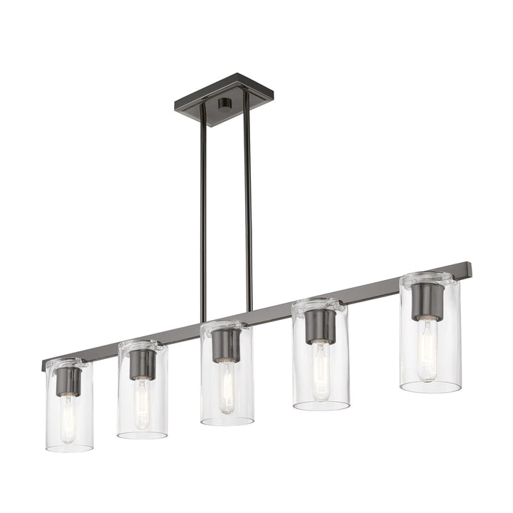 5 Light Black Chrome Linear Chandelier