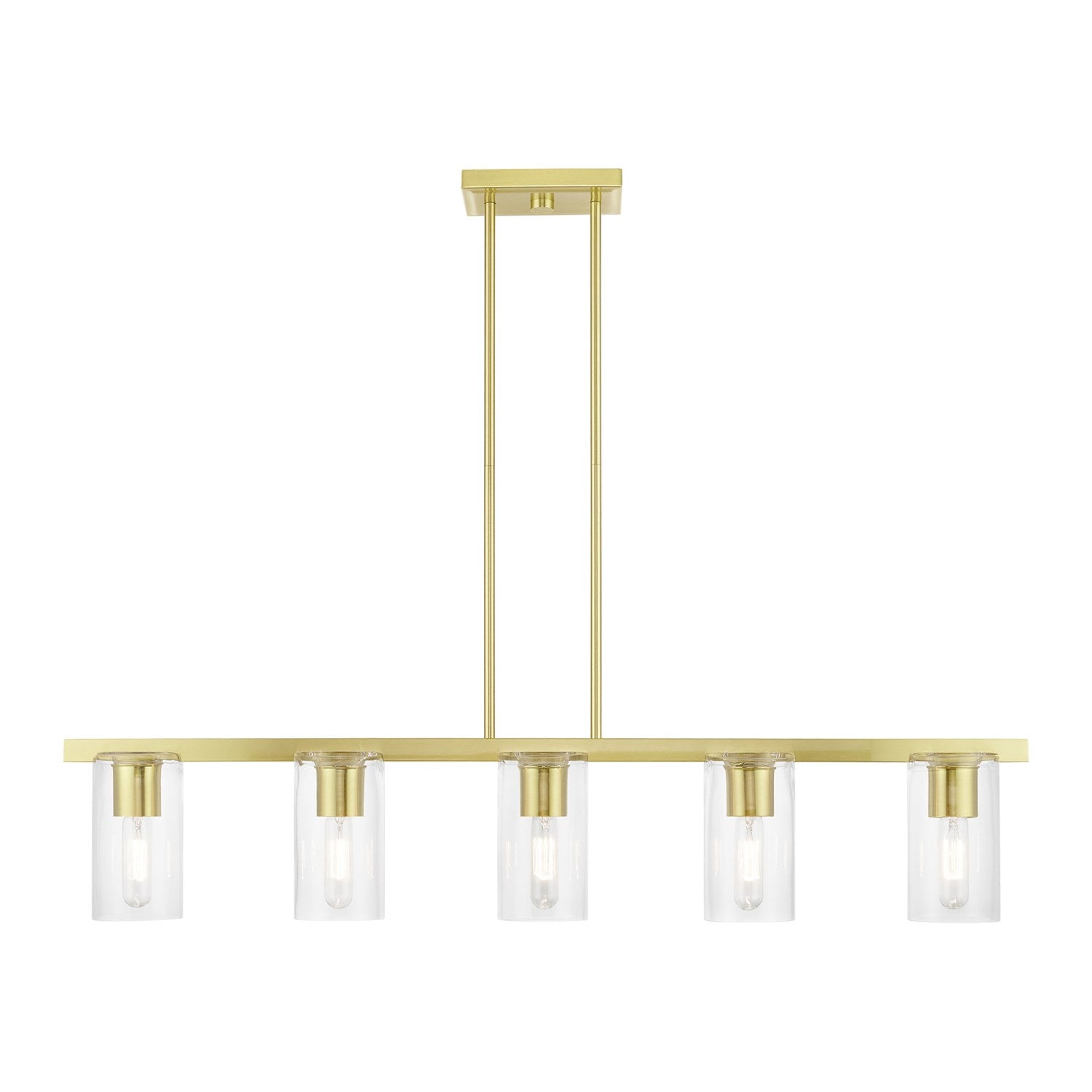 5 Light Satin Brass Linear Chandelier by Livex Lighting