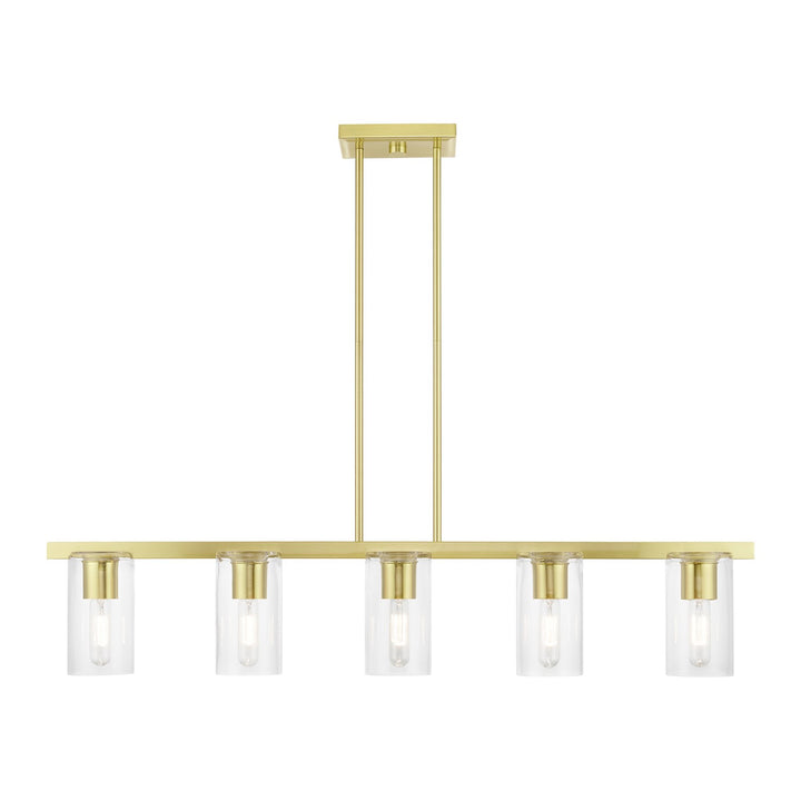 5 Light Satin Brass Linear Chandelier by Livex Lighting