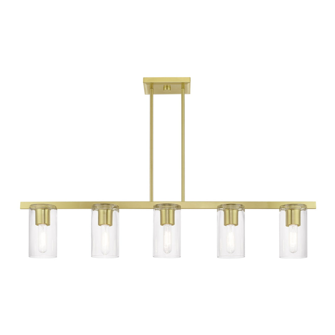 5 Light Satin Brass Linear Chandelier