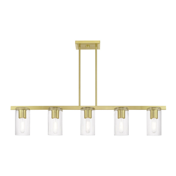 5 Light Satin Brass Linear Chandelier