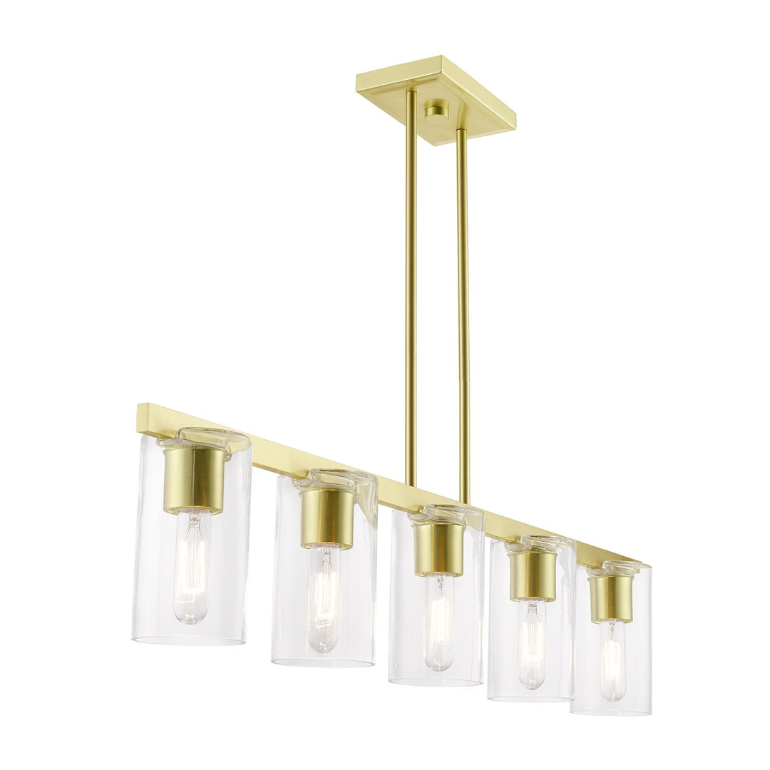 5 Light Satin Brass Linear Chandelier