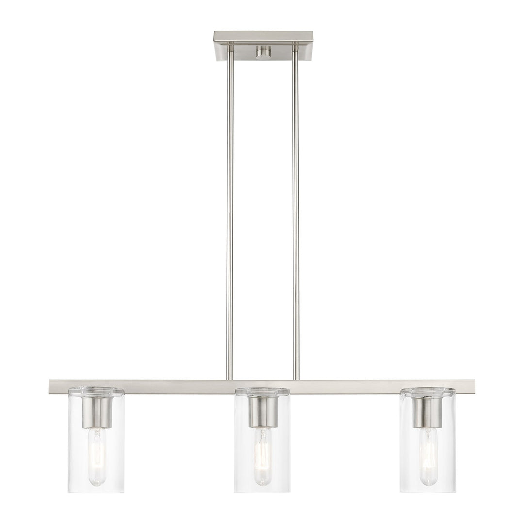 3 Light Brushed Nickel Linear Chandelier by Livex Lighting