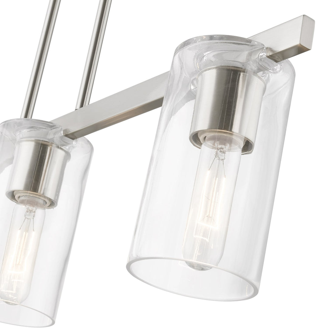 3 Light Brushed Nickel Linear Chandelier