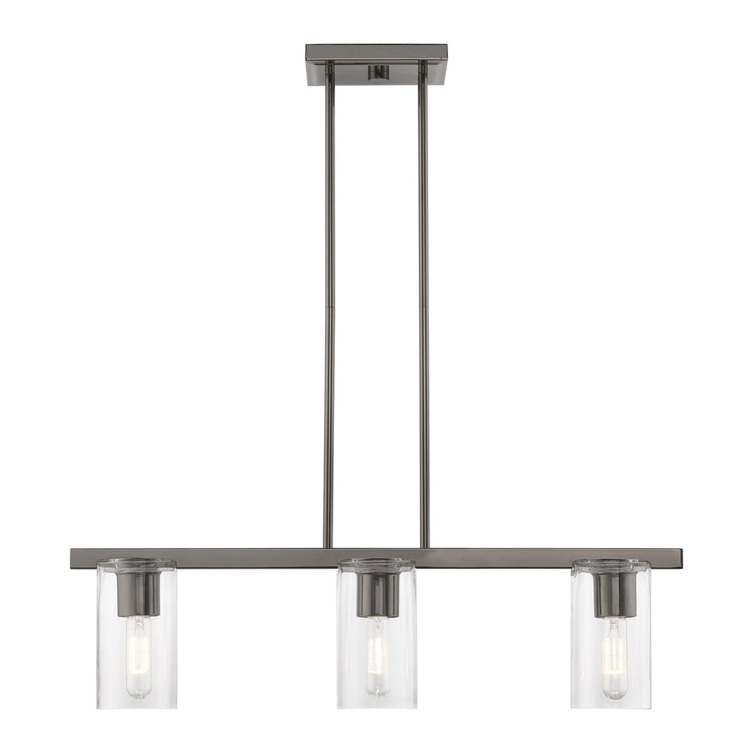 3 Light Black Chrome Linear Chandelier by Livex Lighting