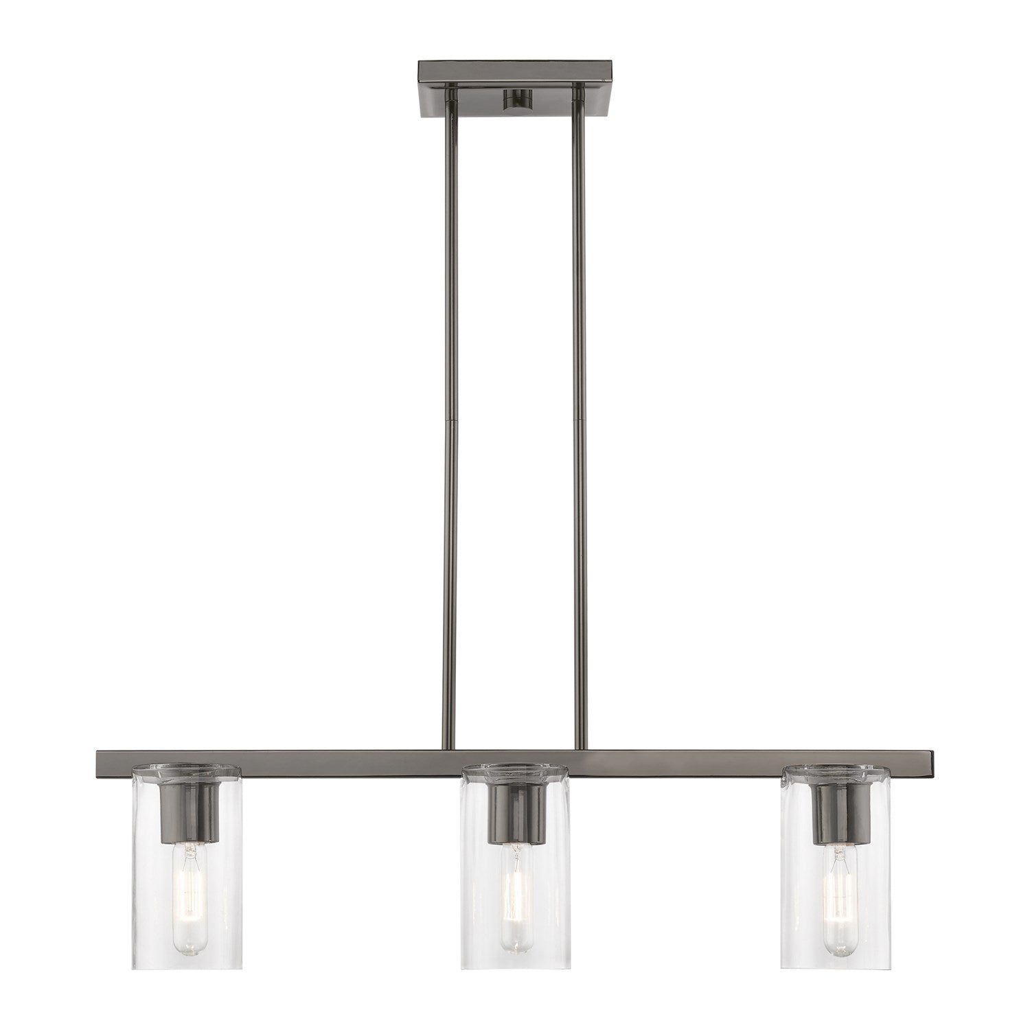 3 Light Black Chrome Linear Chandelier by Livex Lighting