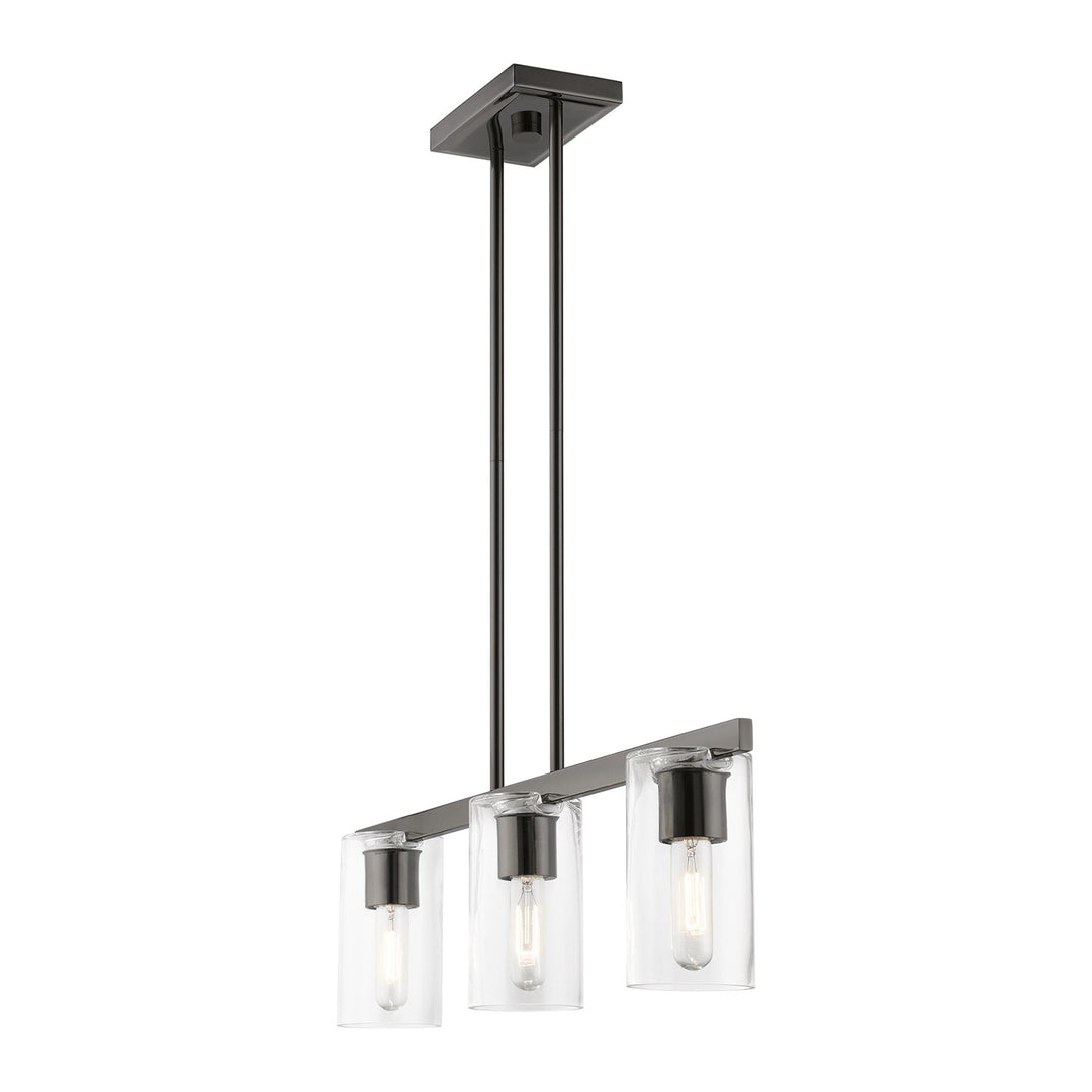 3 Light Black Chrome Linear Chandelier
