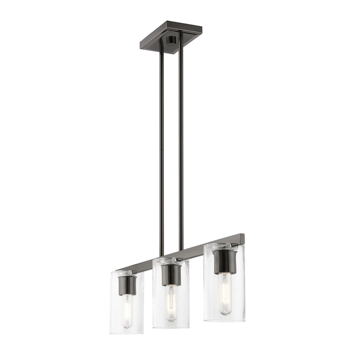 3 Light Black Chrome Linear Chandelier