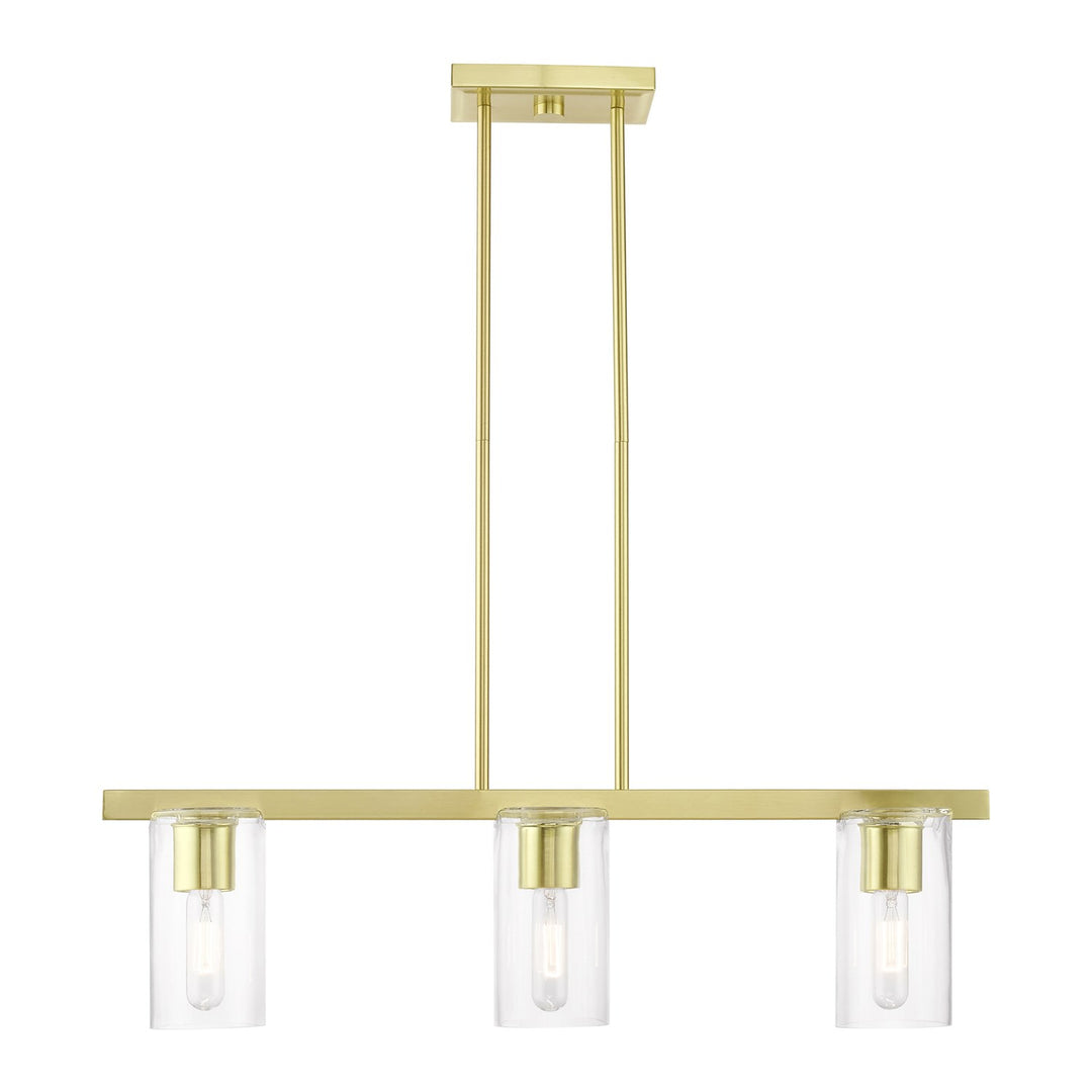 3 Light Satin Brass Linear Chandelier by Livex Lighting