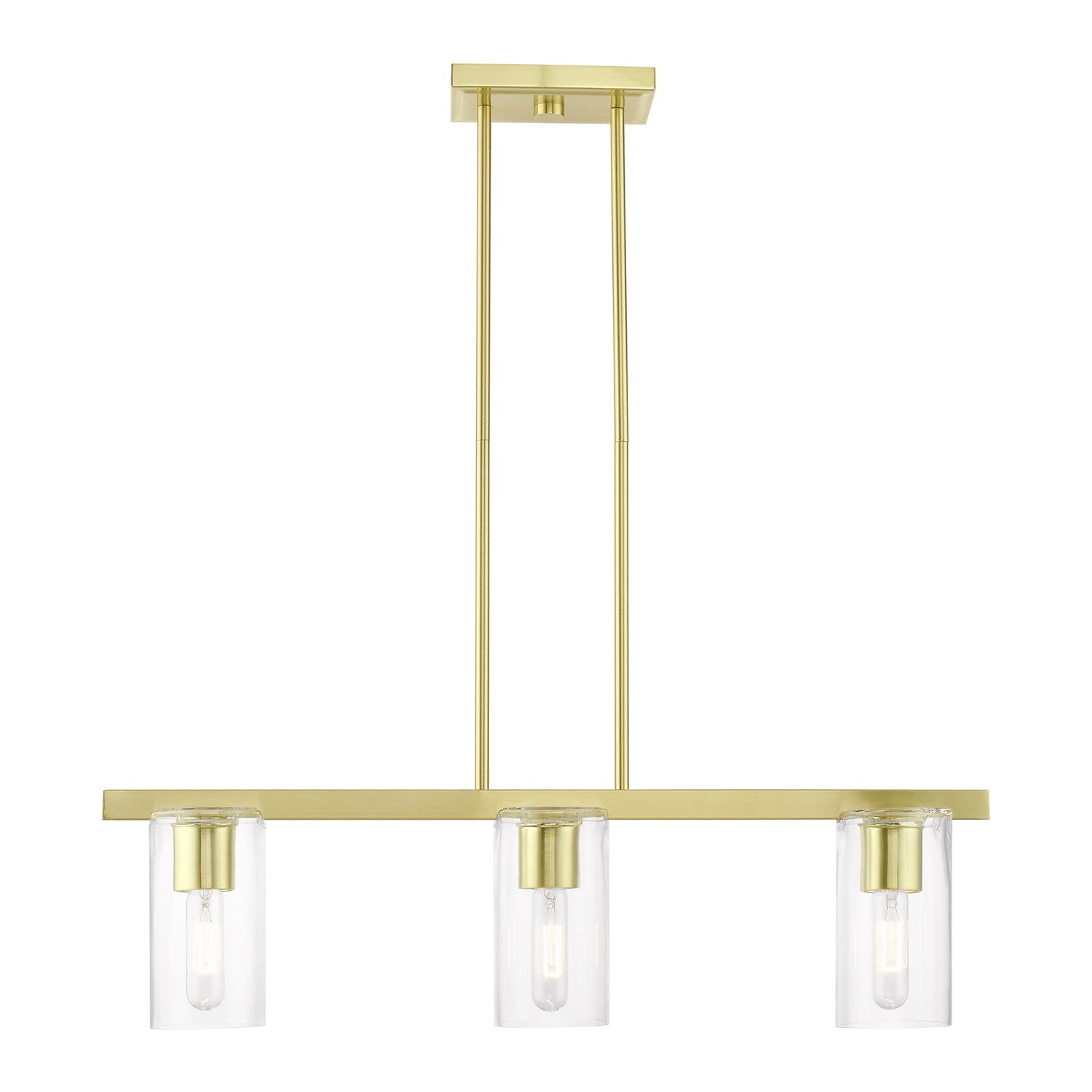 3 Light Satin Brass Linear Chandelier by Livex Lighting