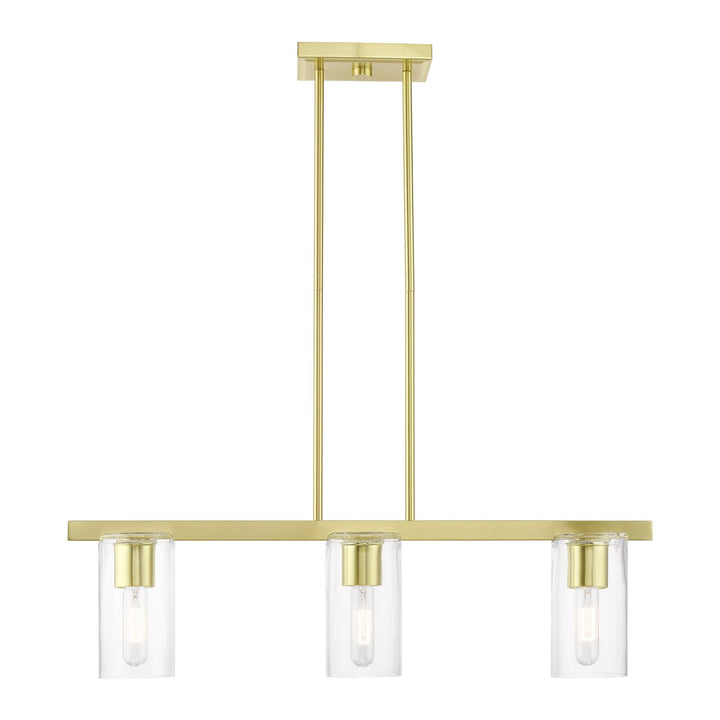 3 Light Satin Brass Linear Chandelier by Livex Lighting