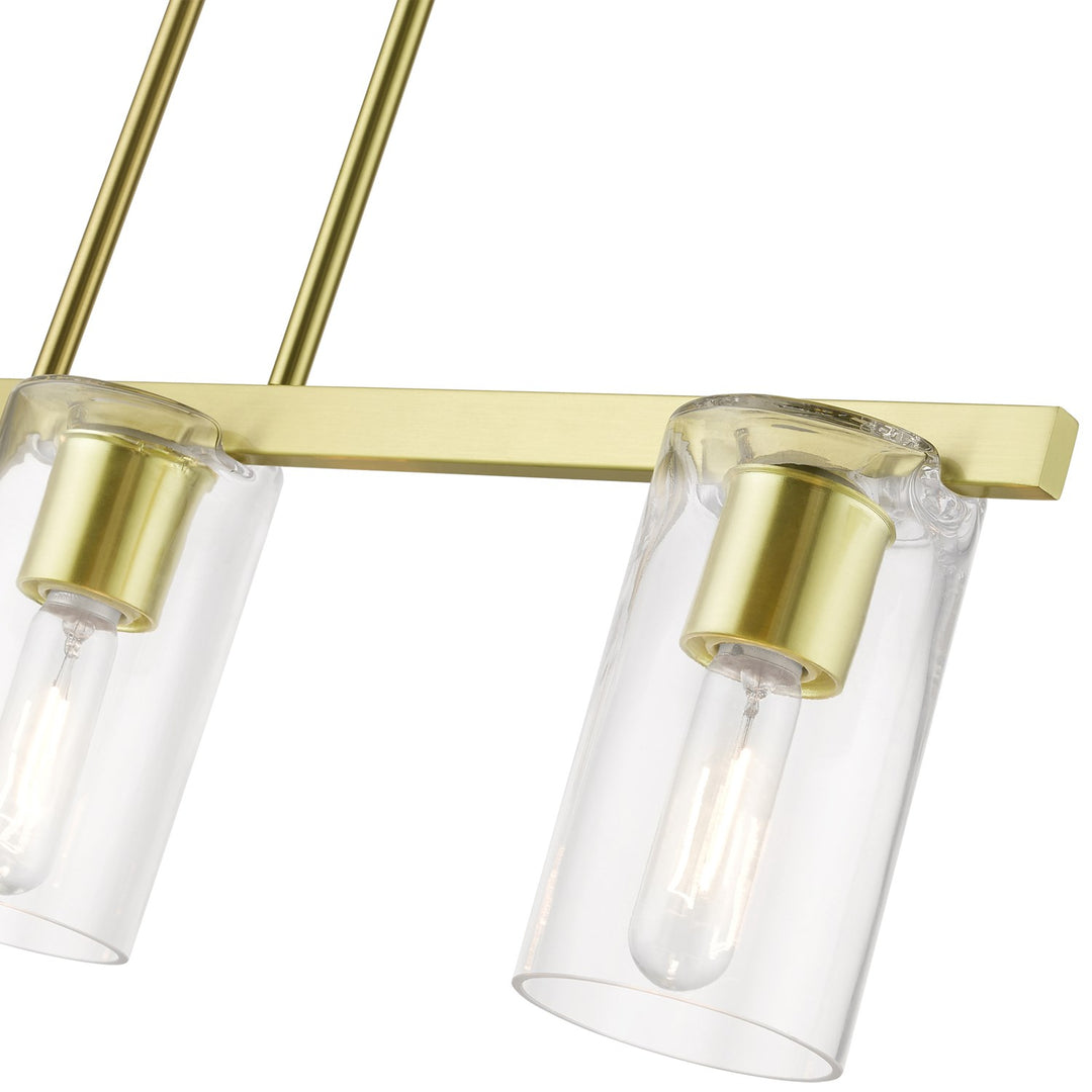 3 Light Satin Brass Linear Chandelier