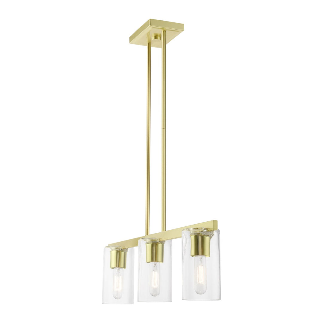 3 Light Satin Brass Linear Chandelier