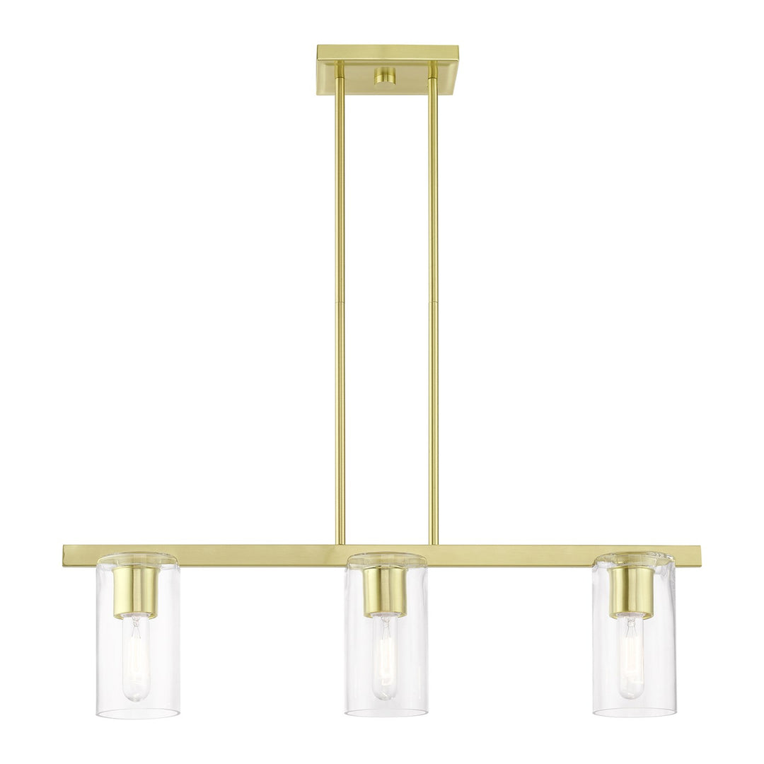 3 Light Satin Brass Linear Chandelier