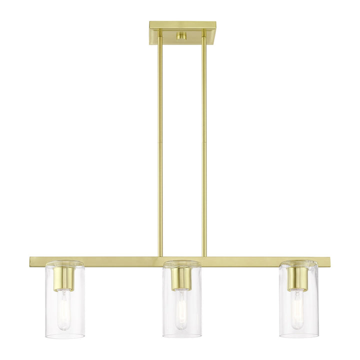 3 Light Satin Brass Linear Chandelier