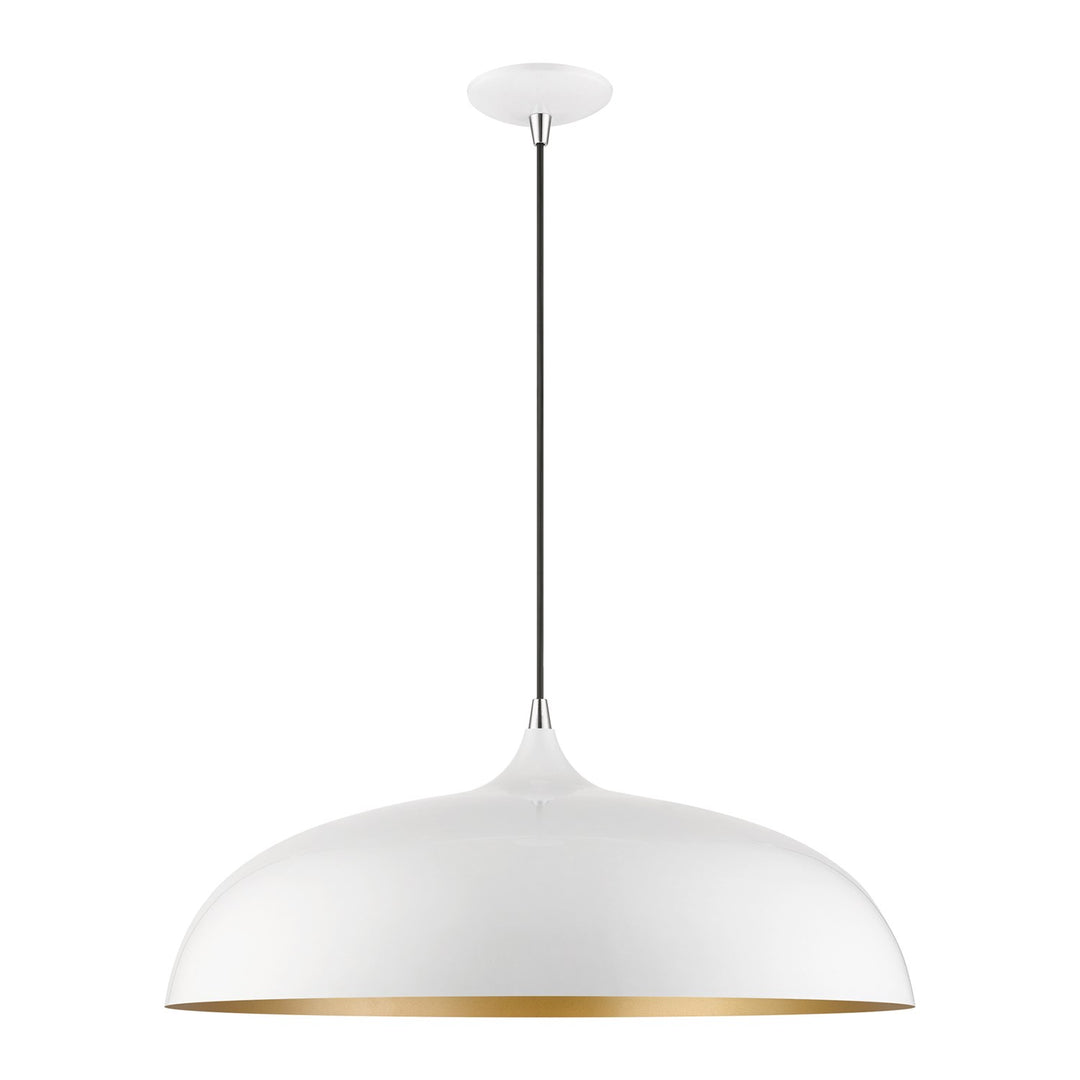 3 Light Shiny White With Polished Chrome Accents Large Pendant by Livex Lighting