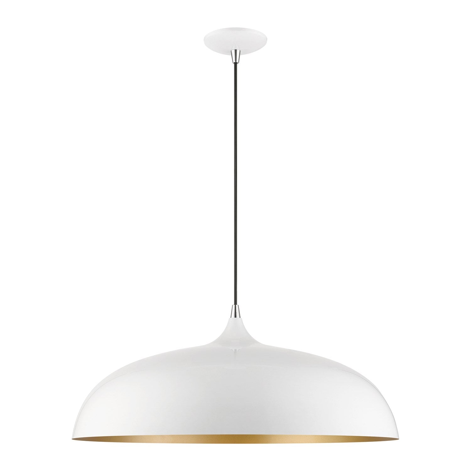 3 Light Shiny White With Polished Chrome Accents Large Pendant by Livex Lighting