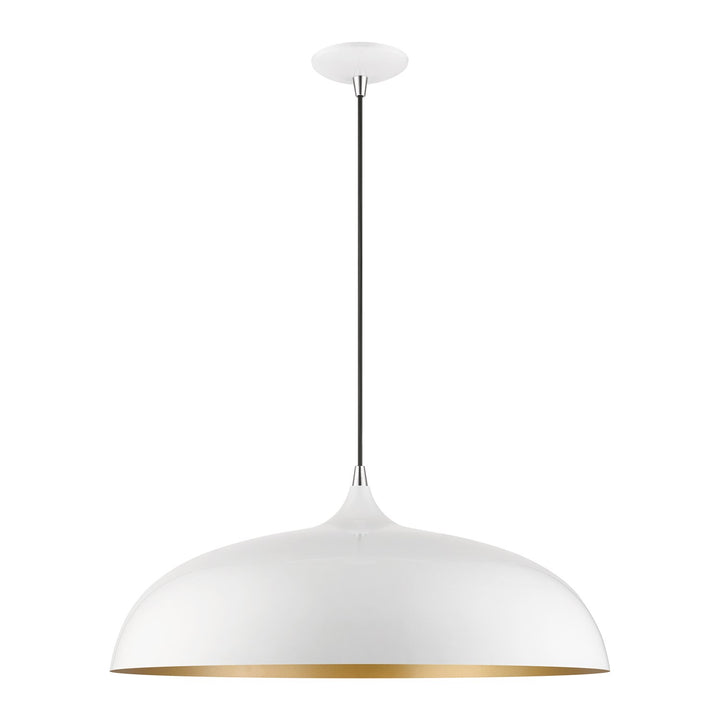 3 Light Shiny White With Polished Chrome Accents Large Pendant by Livex Lighting