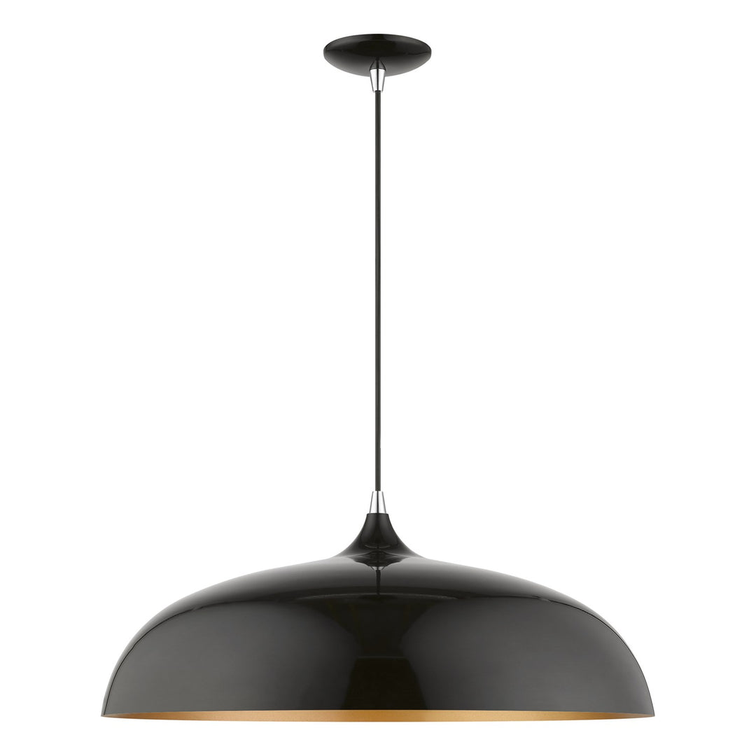 3 Light Shiny Black With Polished Chrome Accents Large Pendant by Livex Lighting