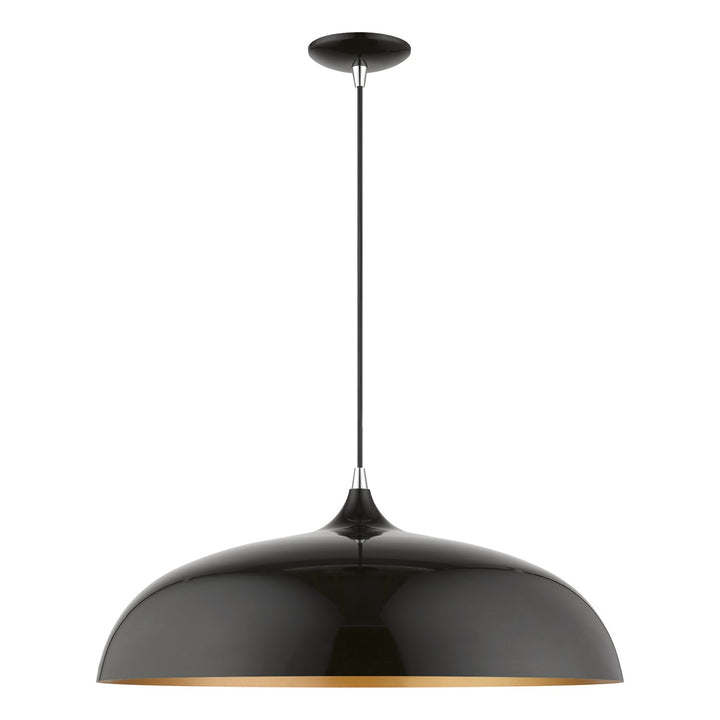 3 Light Shiny Black With Polished Chrome Accents Large Pendant by Livex Lighting