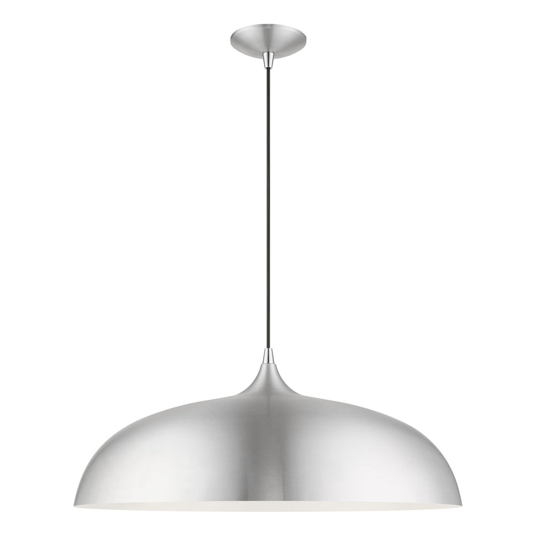 3 Light Brushed Aluminum With Polished Chrome Accents Large Pendant by Livex Lighting