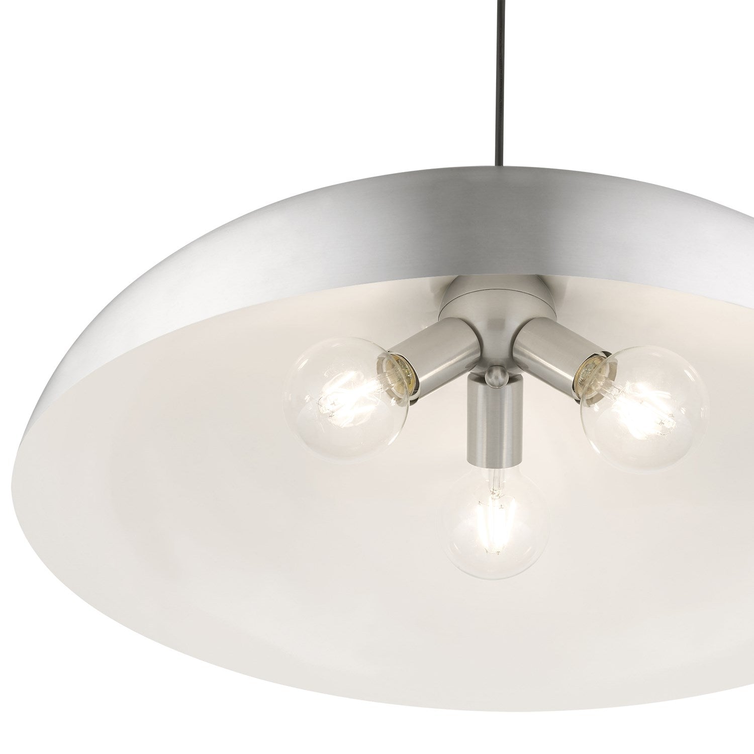 3 Light Brushed Aluminum With Polished Chrome Accents Large Pendant