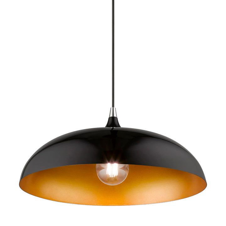 1 Light Shiny Black With Polished Chrome Accents Pendant