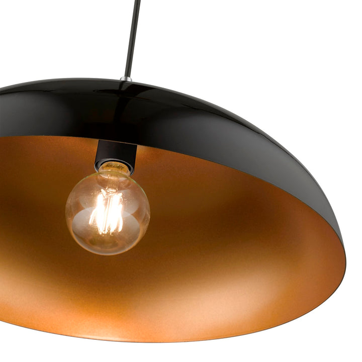 1 Light Shiny Black With Polished Chrome Accents Pendant