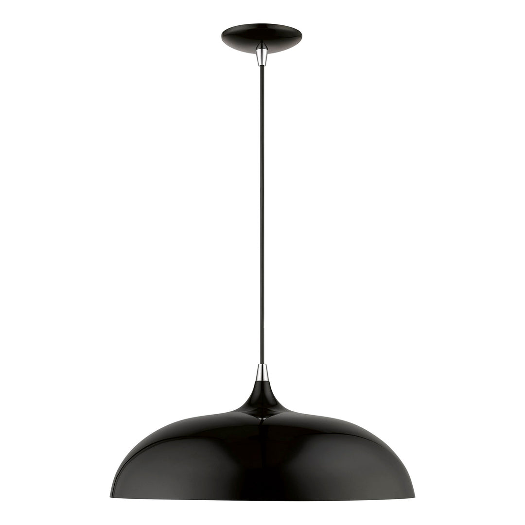 1 Light Shiny Black With Polished Chrome Accents Pendant