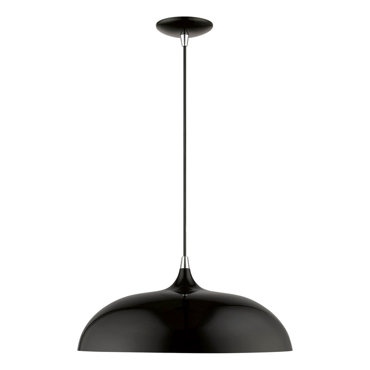 1 Light Shiny Black With Polished Chrome Accents Pendant