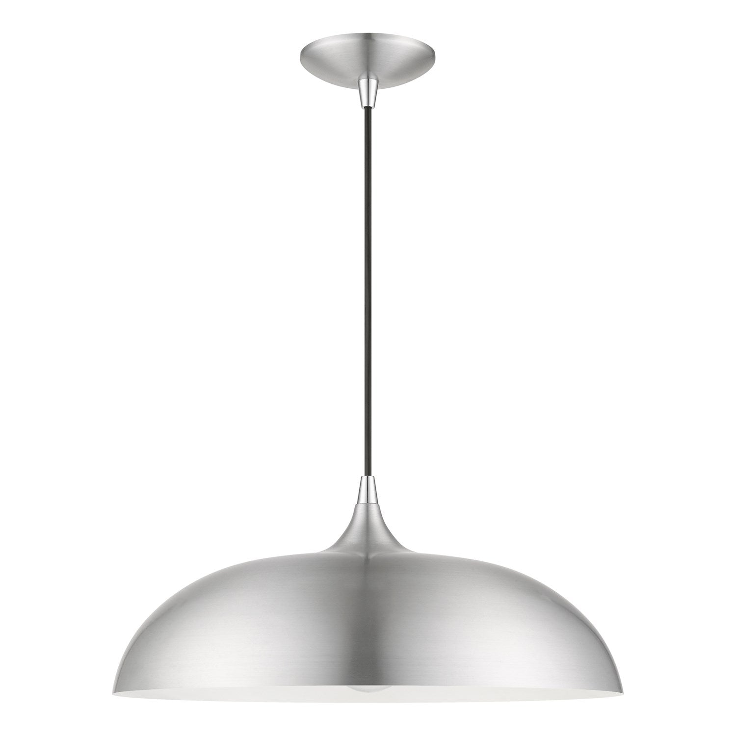 1 Light Brushed Aluminum With Polished Chrome Accents Pendant by Livex Lighting