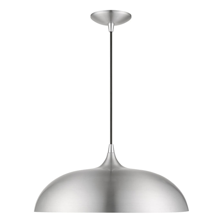 1 Light Brushed Aluminum With Polished Chrome Accents Pendant