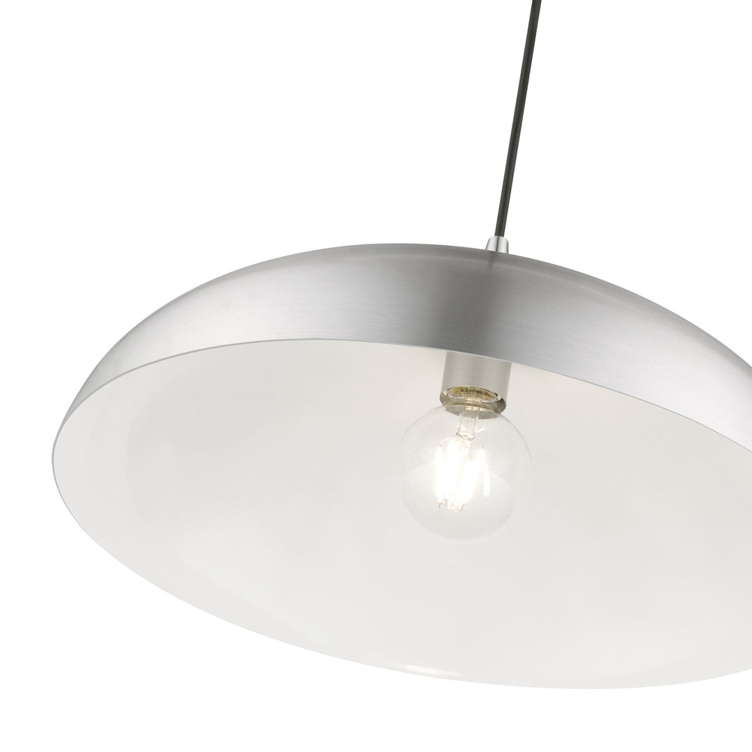 1 Light Brushed Aluminum With Polished Chrome Accents Pendant