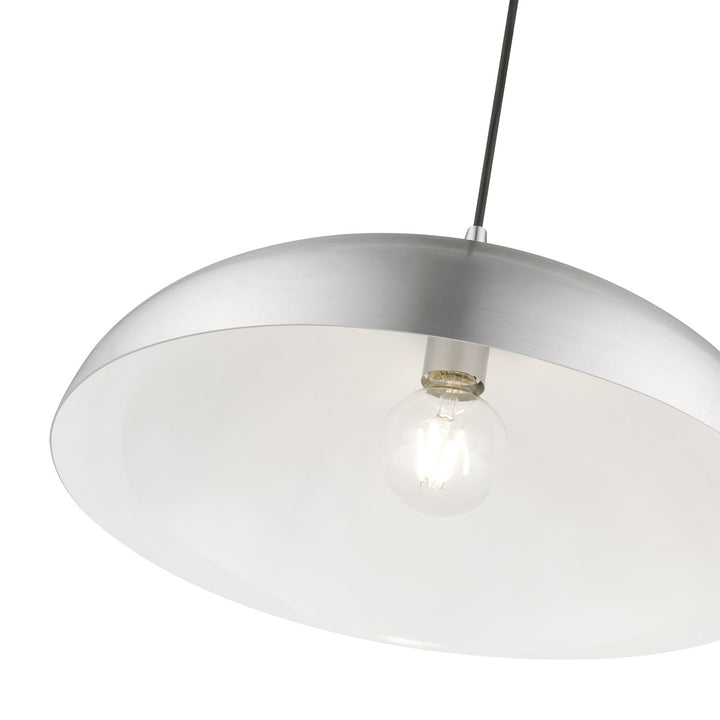 1 Light Brushed Aluminum With Polished Chrome Accents Pendant
