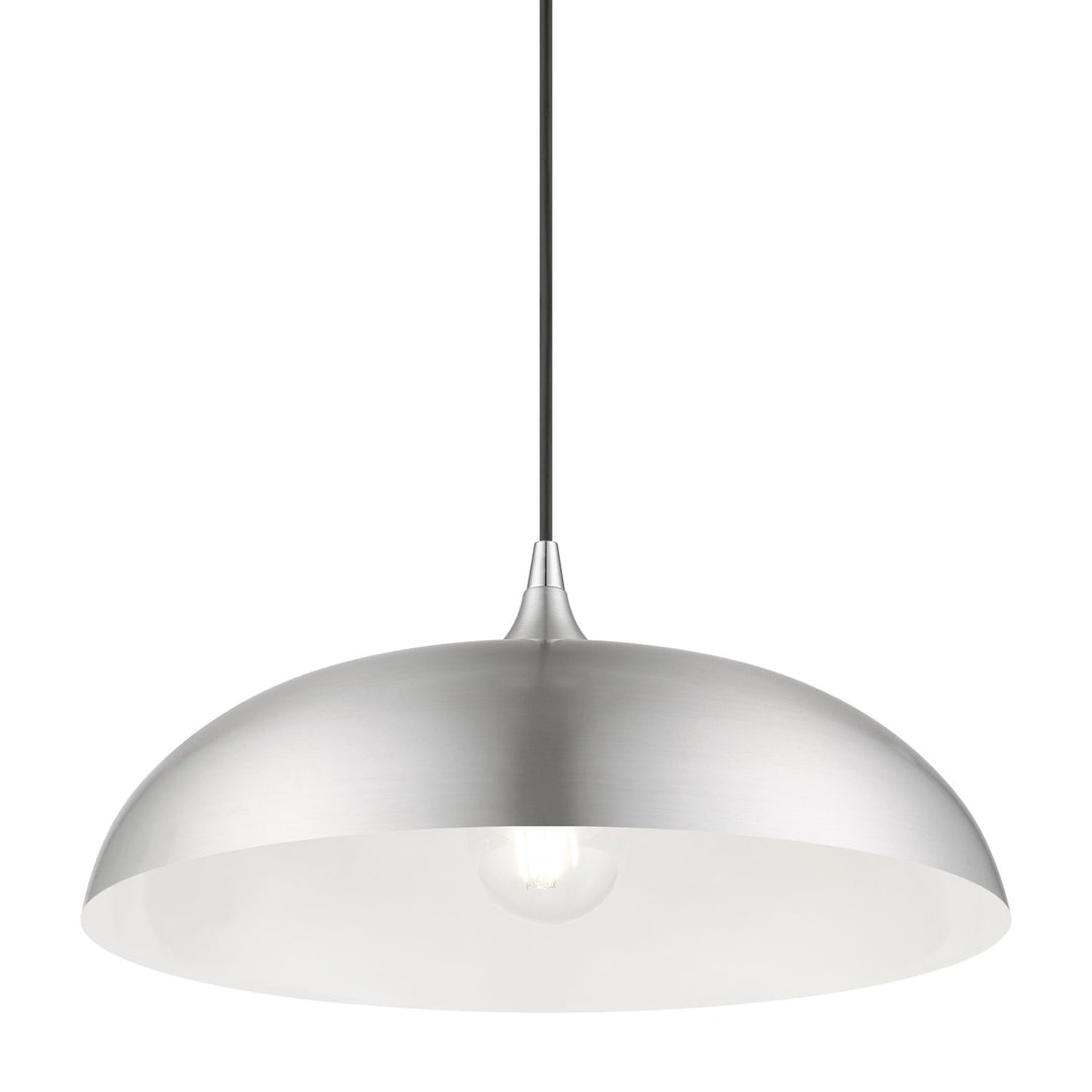 1 Light Brushed Aluminum With Polished Chrome Accents Pendant