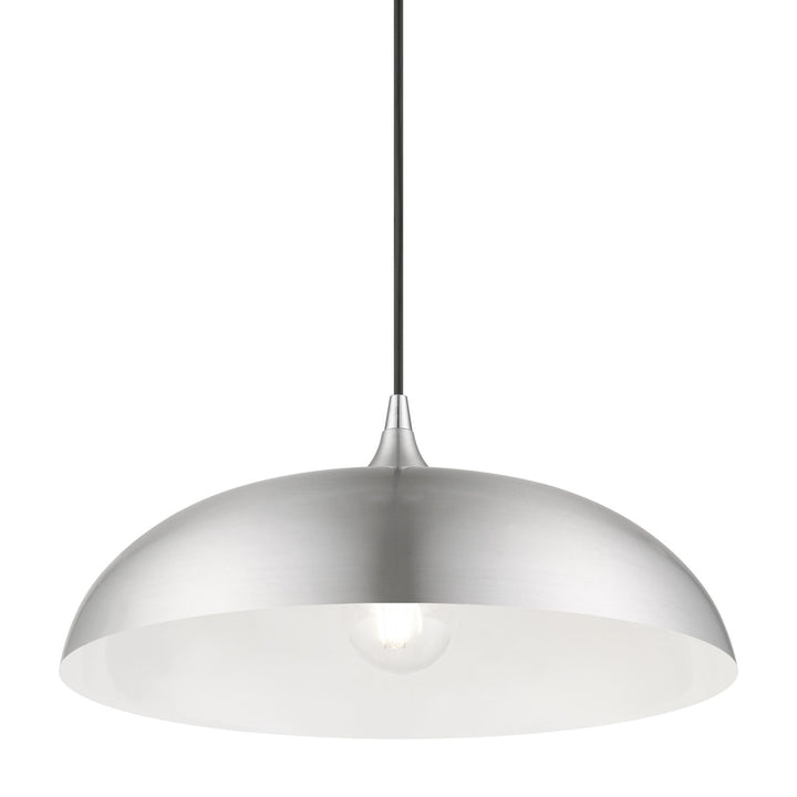 1 Light Brushed Aluminum With Polished Chrome Accents Pendant