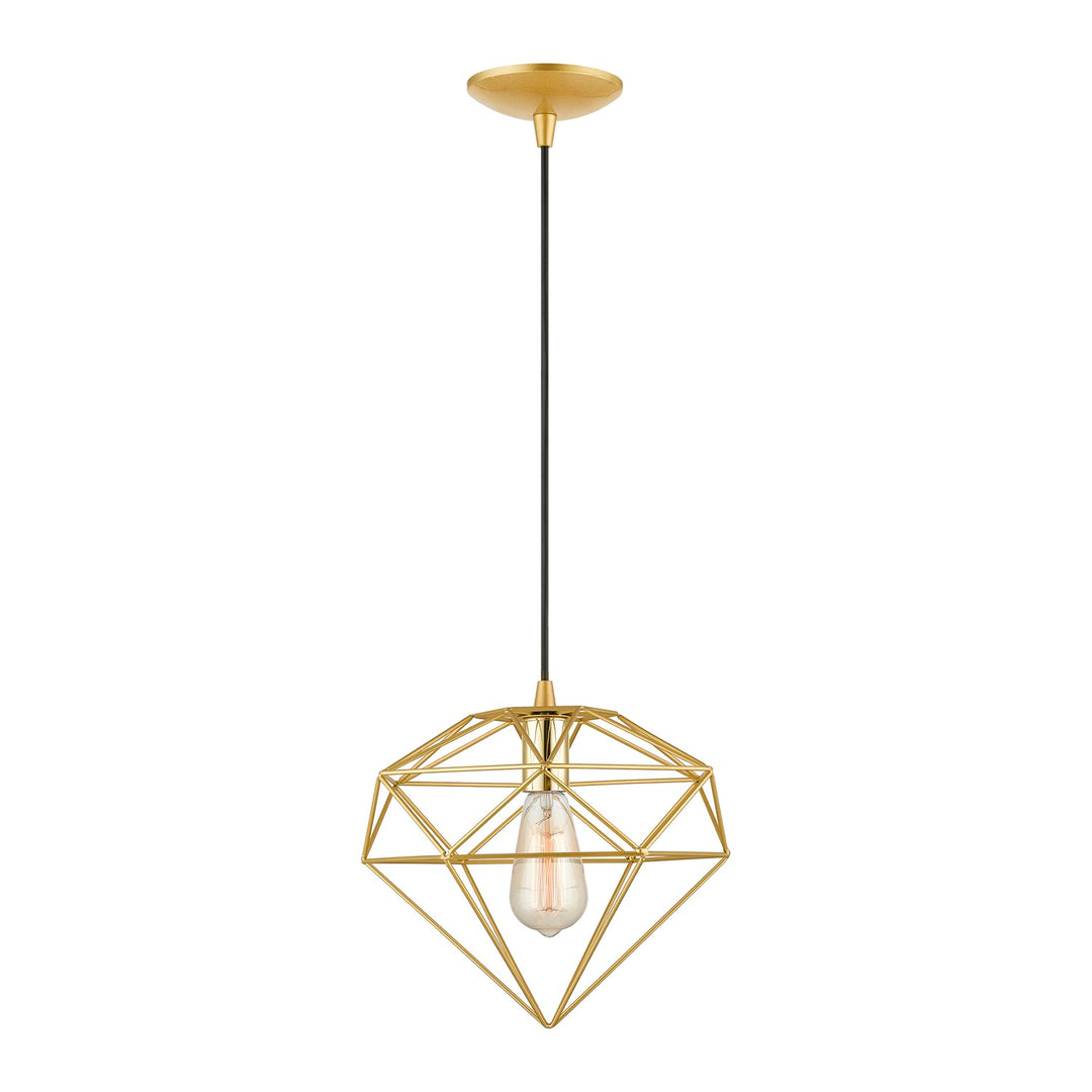 1 Light Soft Gold With Polished Brass Accents Pendant by Livex Lighting