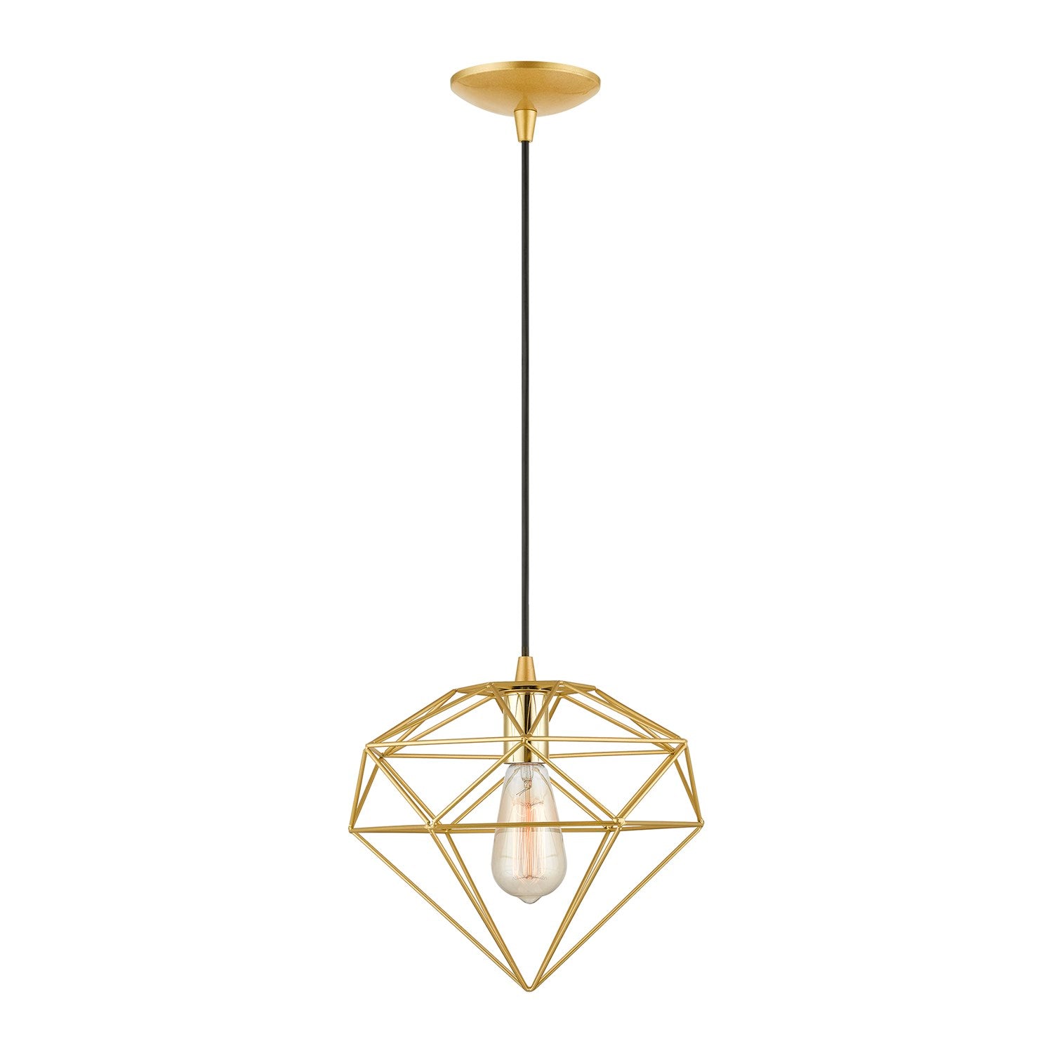 1 Light Soft Gold With Polished Brass Accents Pendant by Livex Lighting
