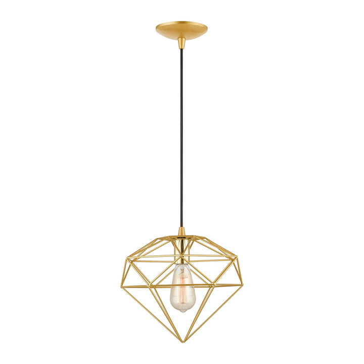 1 Light Soft Gold With Polished Brass Accents Pendant by Livex Lighting