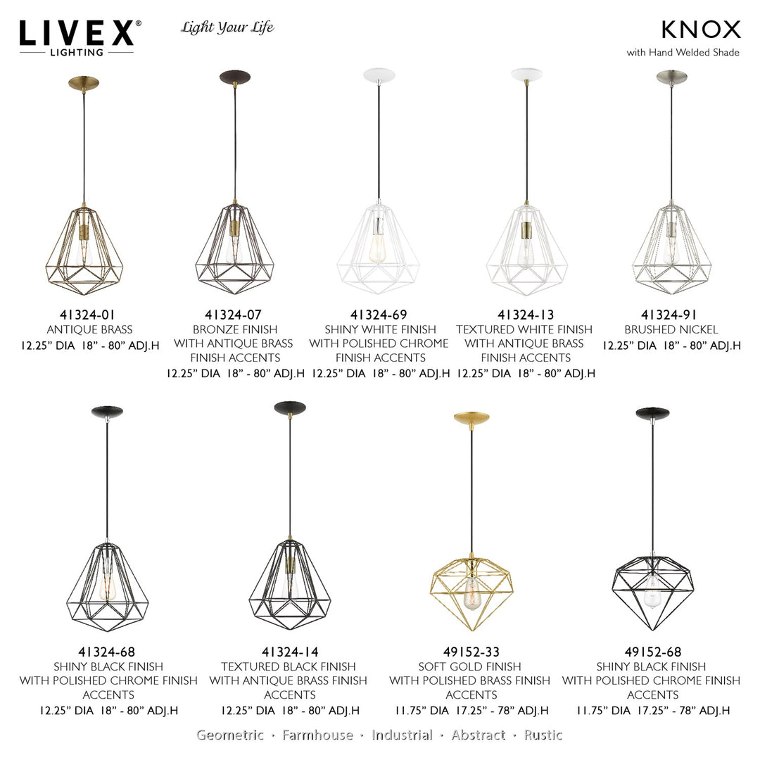 1 Light Soft Gold With Polished Brass Accents Pendant