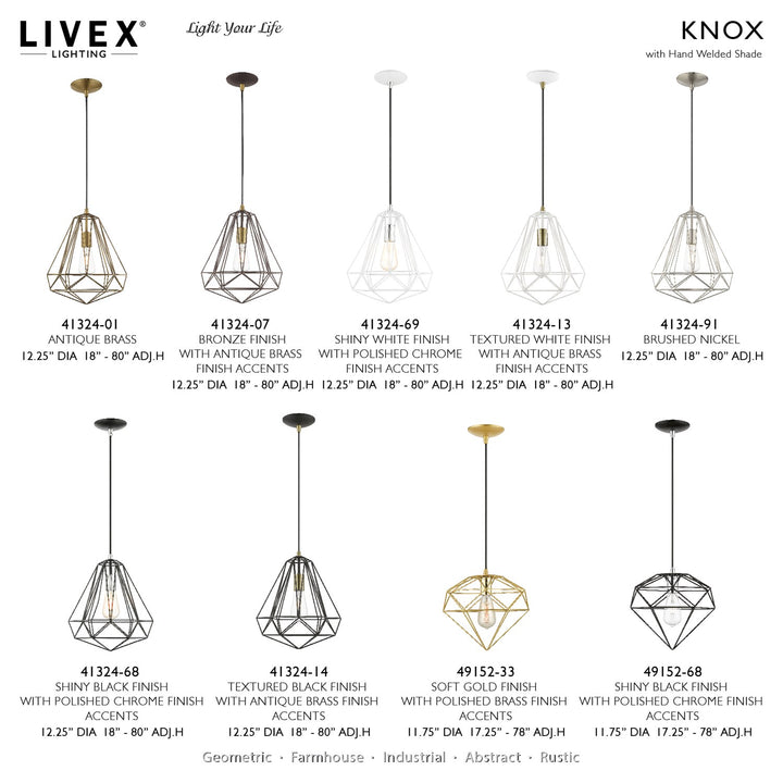 1 Light Soft Gold With Polished Brass Accents Pendant