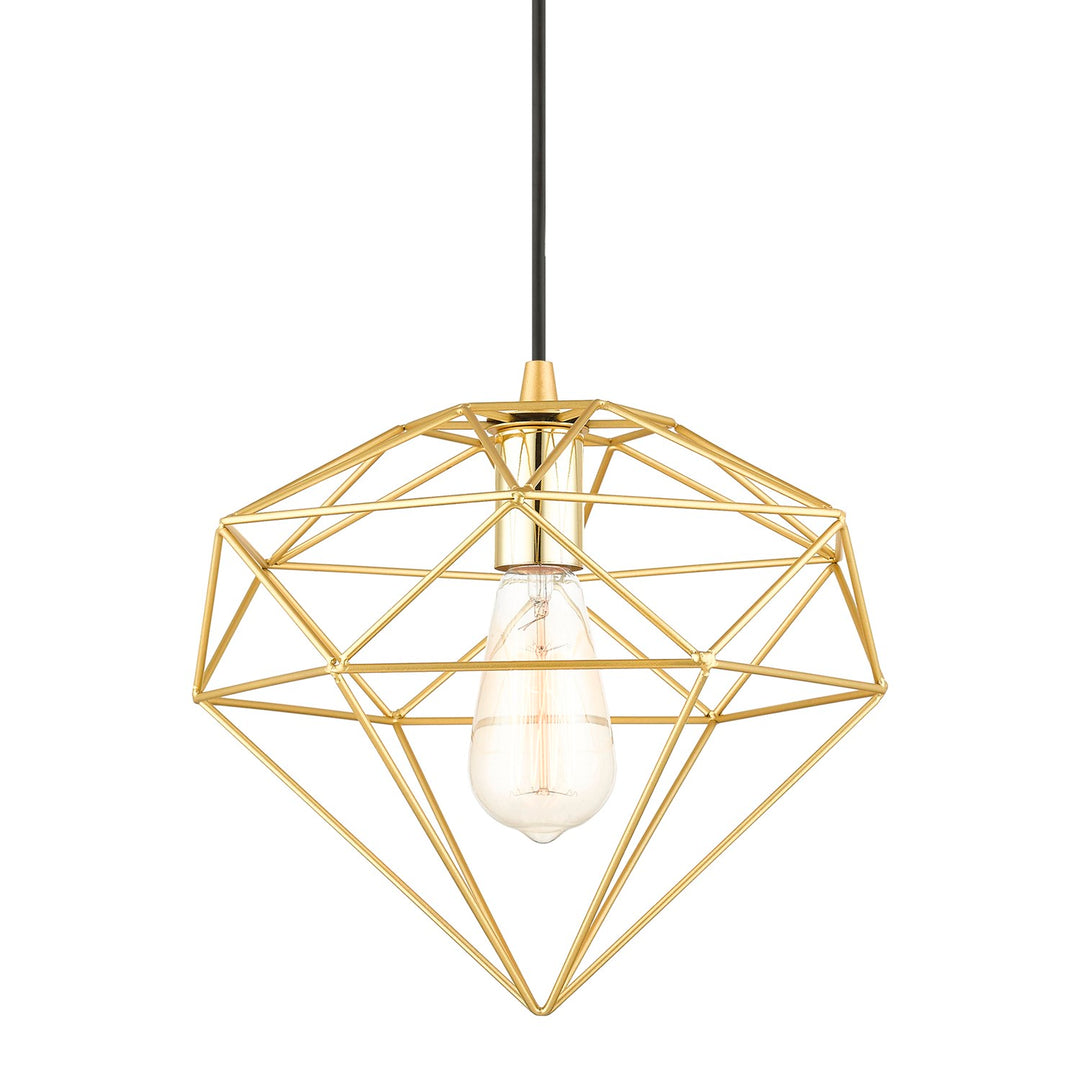 1 Light Soft Gold With Polished Brass Accents Pendant