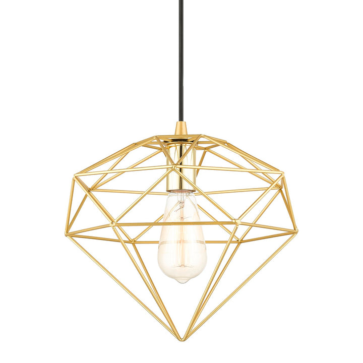 1 Light Soft Gold With Polished Brass Accents Pendant