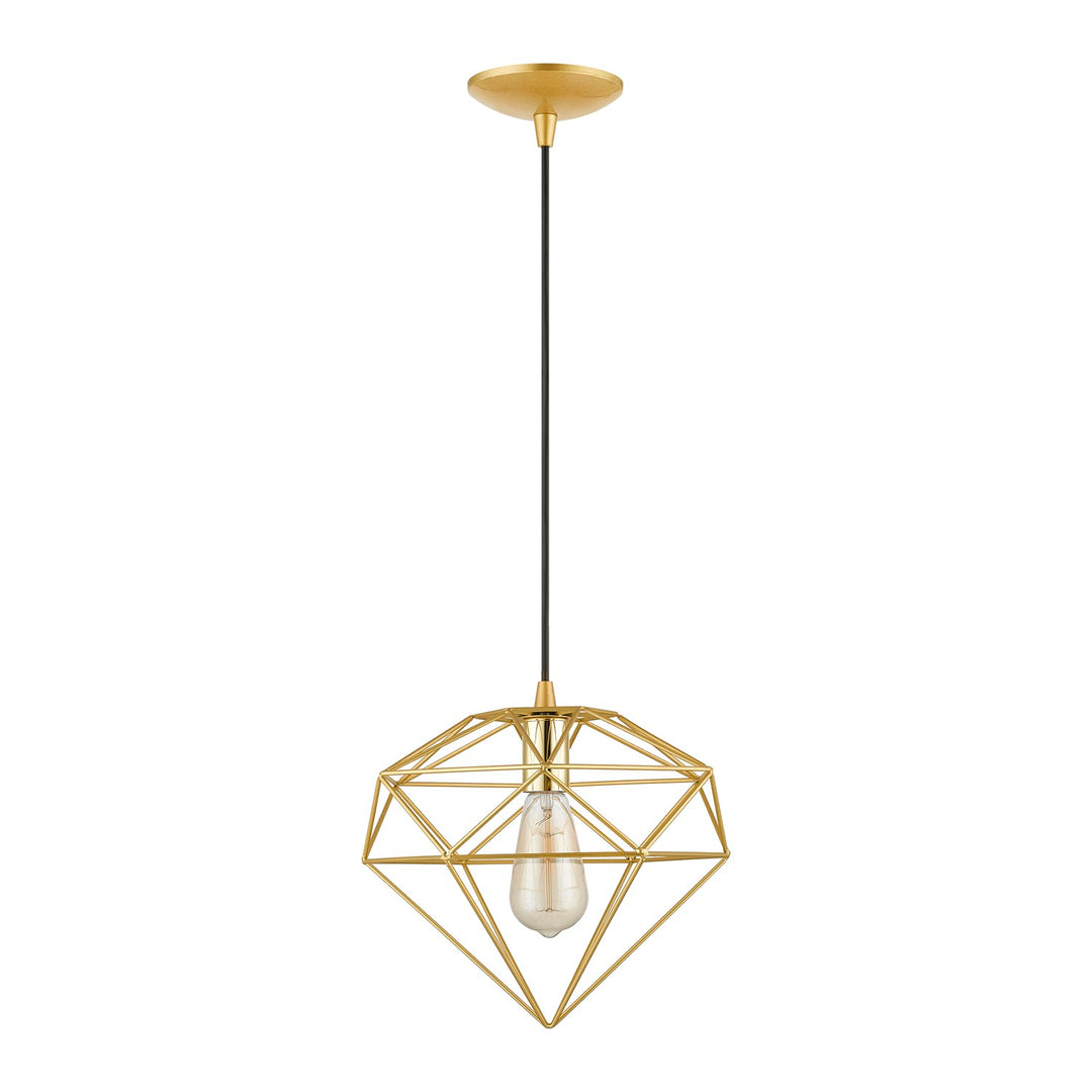 1 Light Soft Gold With Polished Brass Accents Pendant