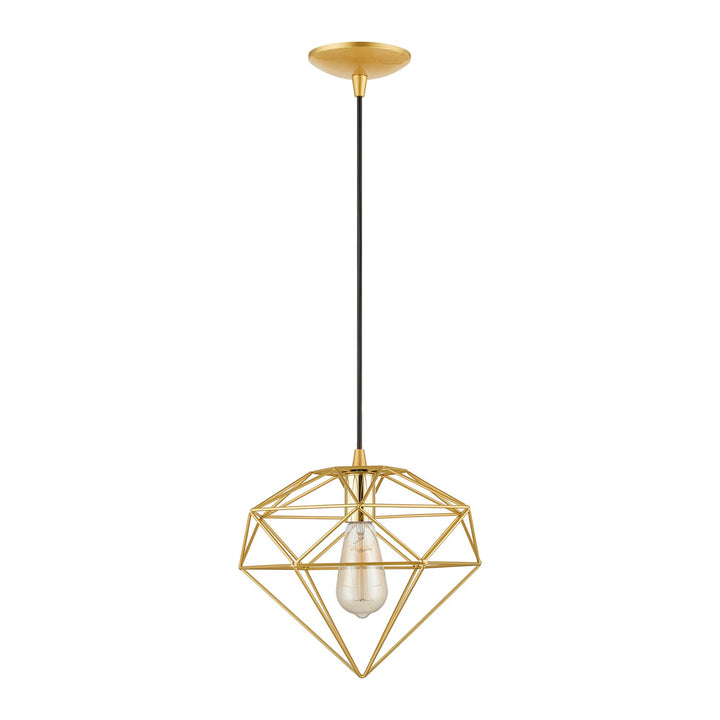 1 Light Soft Gold With Polished Brass Accents Pendant