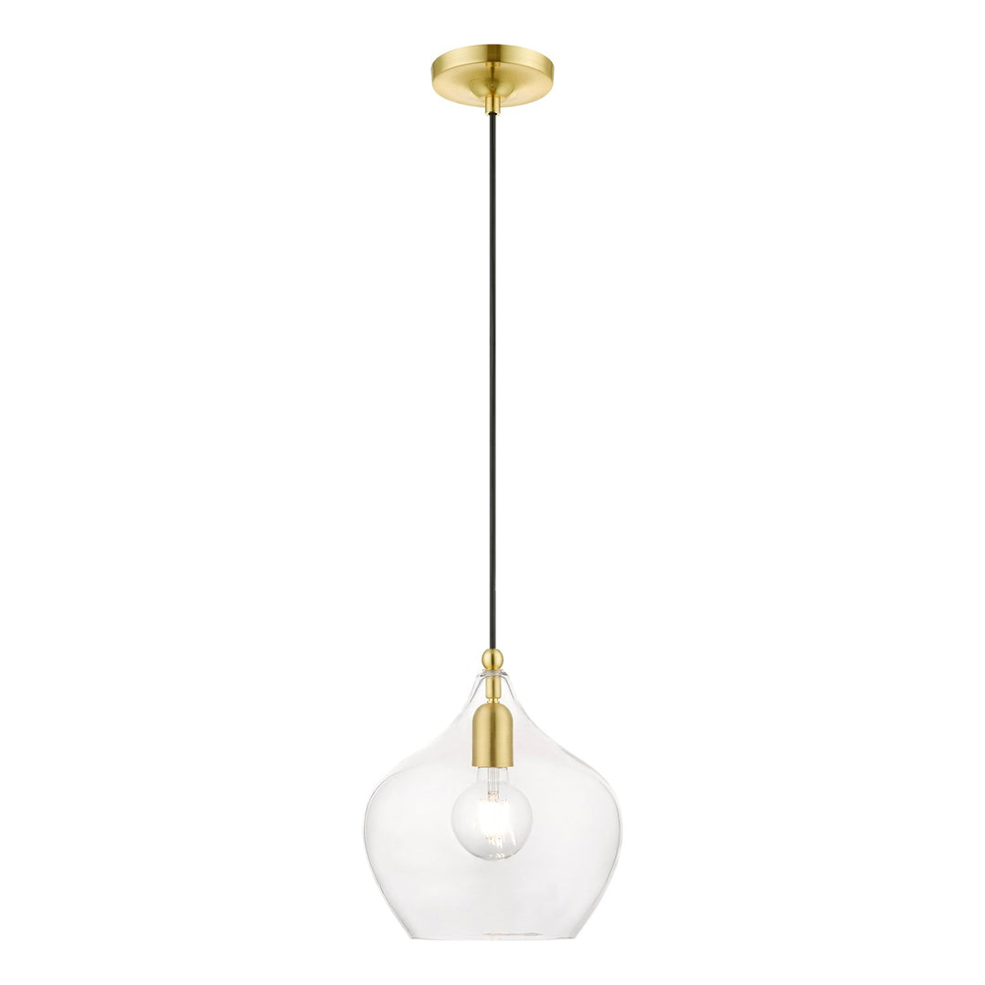 1 Light Satin Brass With Polished Brass Accent Pendant by Livex Lighting