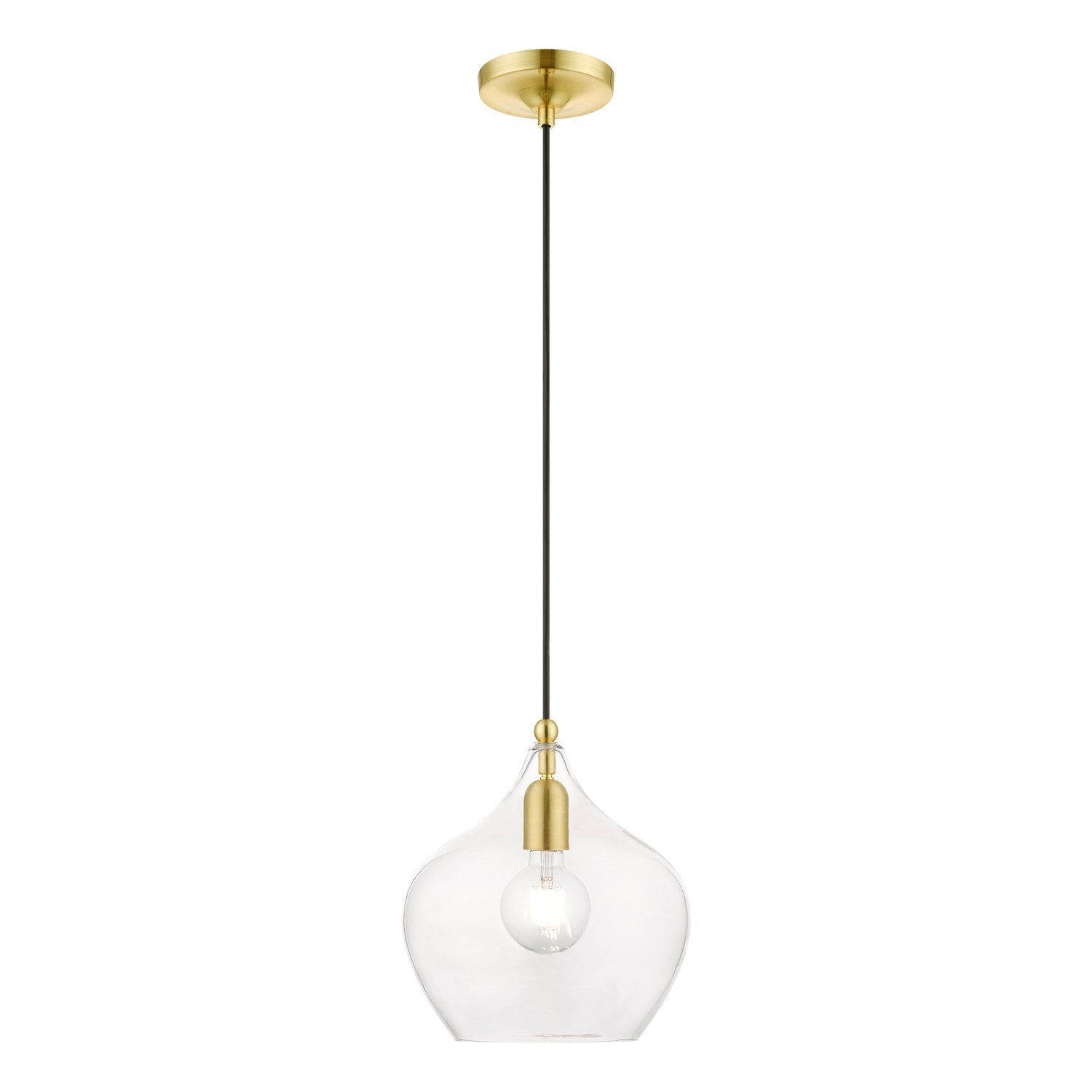 1 Light Satin Brass With Polished Brass Accent Pendant by Livex Lighting