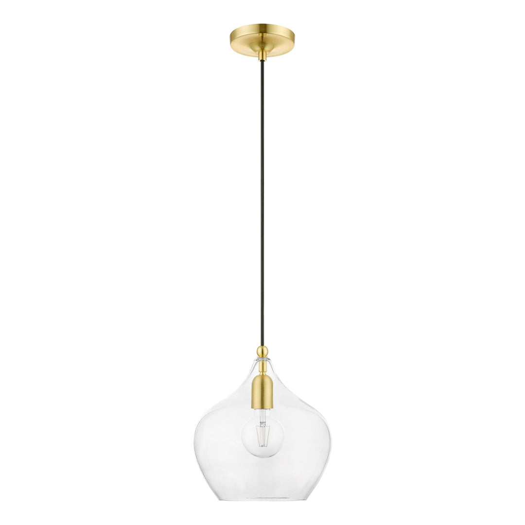 1 Light Satin Brass With Polished Brass Accent Pendant