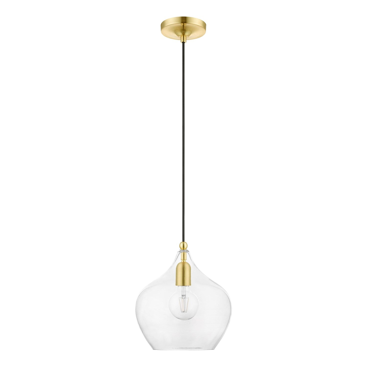 1 Light Satin Brass With Polished Brass Accent Pendant